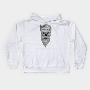 Tattoo Style - Vintage Skull - Black and White Kids Hoodie